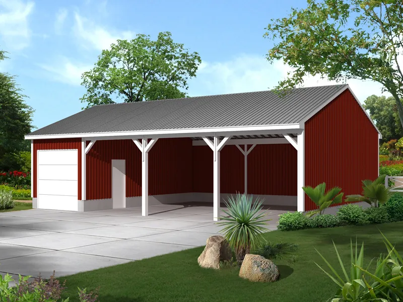 Pole building - equipment shed provides covered storage space and a garage type area for security