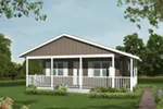 Cabin with wrap-around porch offers lots of outdoor living space and low-maintenance siding exterior