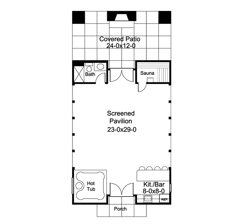 Building Plans First Floor - Ellendale Trail Screen Pavilion 009D-7530 | House Plans and More