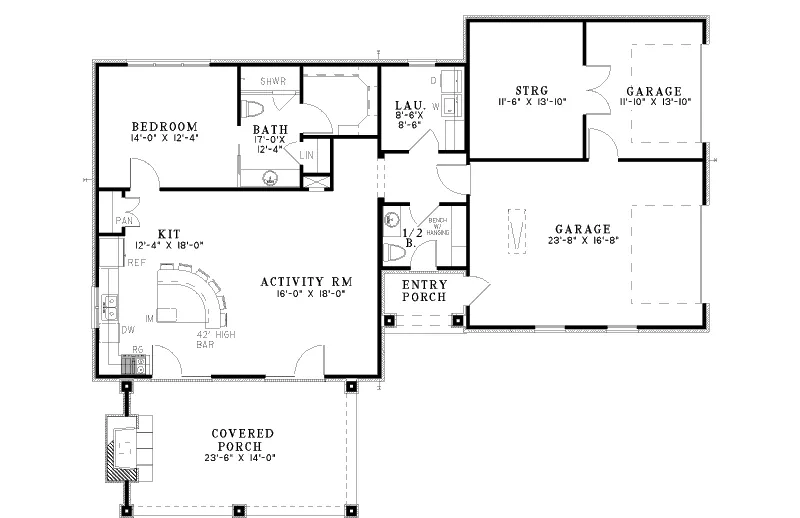Traditional House Plan First Floor - Cabana Cove Poolside Structure 055D-1029 | House Plans and More