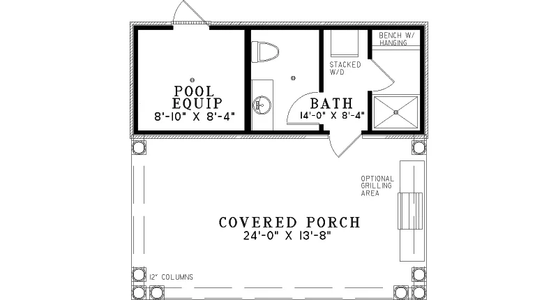 Traditional House Plan First Floor - Christi Poolhouse 055D-1038 | House Plans and More