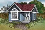 Quaint cottage style has covered front porch and arched box-bay window