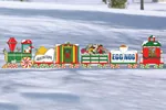 The North Pole express pattern features six different train cars that attach to become one large scene for Christmas