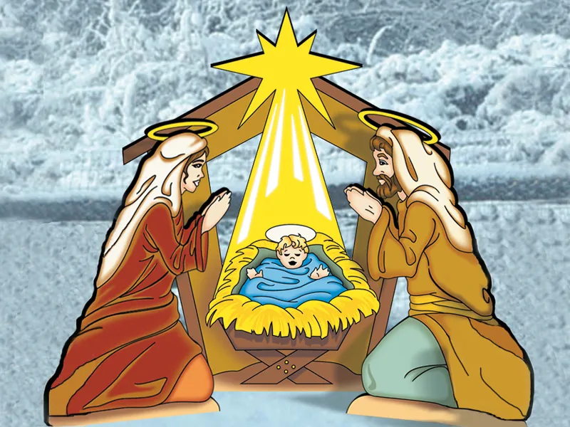 The nativity is the focal point of the entire scene 