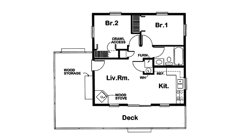 Building Plans First Floor - Edelle Cabin Home 109D-7500 | House Plans and More