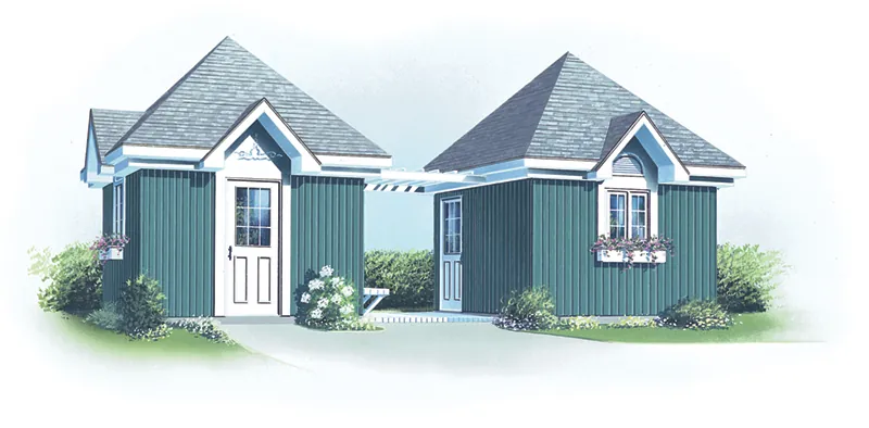 Building Plans Front of Home - Helen Twin Garden Sheds 113D-4502 | House Plans and More
